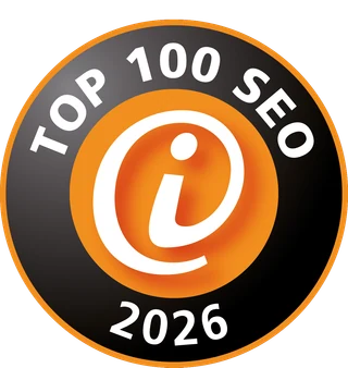 Logo der Pageworkers Digitalagentur mit Top 100 SEO Auszeichnung 2026.